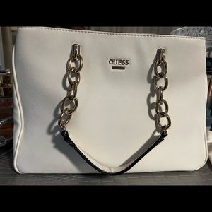 White and gold chain Guess purse